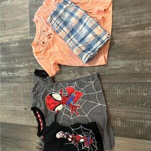 Spiderman Graphic Tee and Plaid Shorts Set